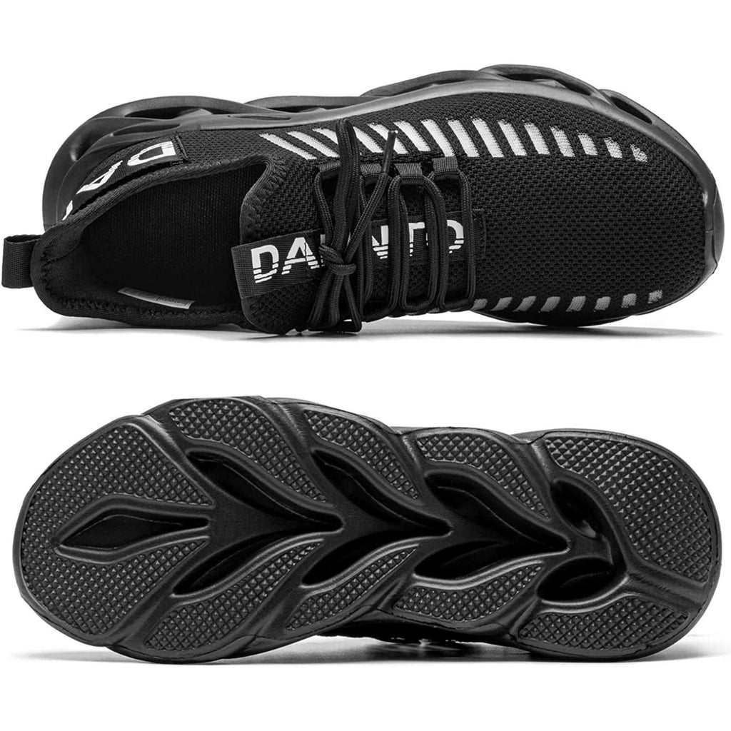 Dannto US Men's 11 / Women's 12 Black Running Shoes Breathable Walking Sneakers
