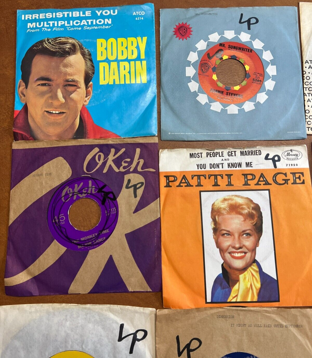 Lot Of 16 - Vinyl 45 RPM Records Patti Page Bobby Darin