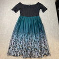 NWT PatPat Womens M Black Teal Ombre Leopard Print Off Shoulder Midi Dress