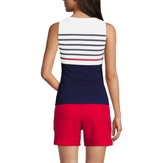 Lands' End Women's 4, 2-10 LONG High Neck Tankini Modest Swimsuit Top UPF 50 Sun