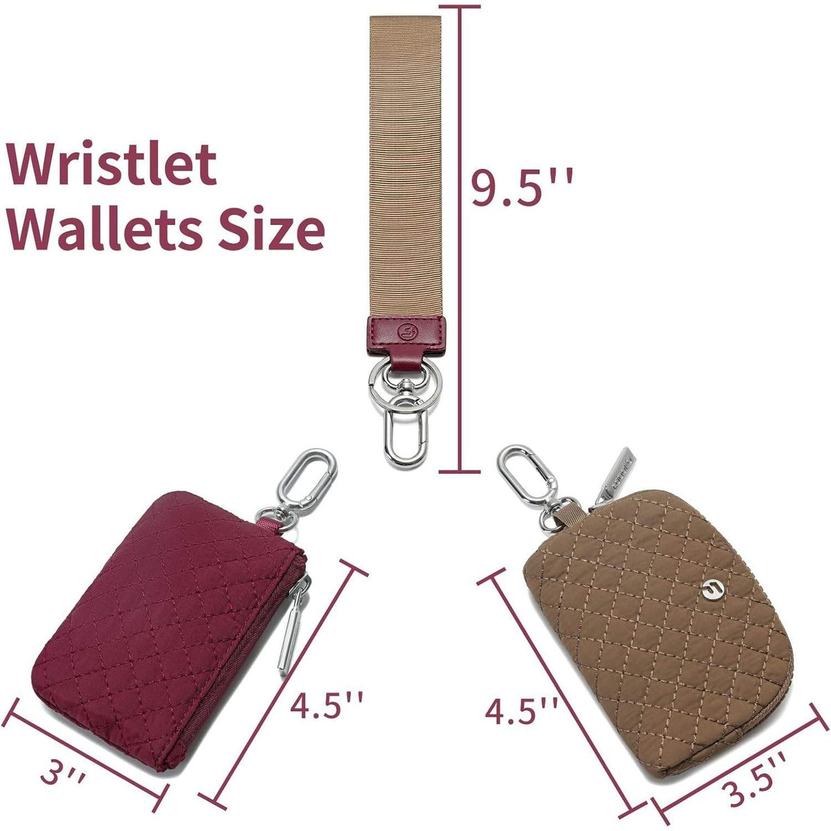 FODOKO Wristlet Wallet for Women Brown/Burgundy, Detachable Dual Pouch
