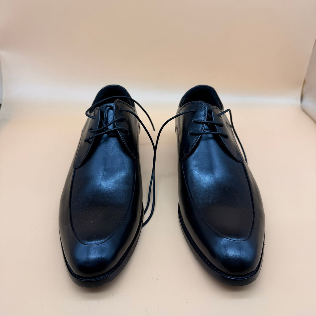 Santimon Men's US 8.5 Black Leather Formal Derby Lace Up Dress Shoes