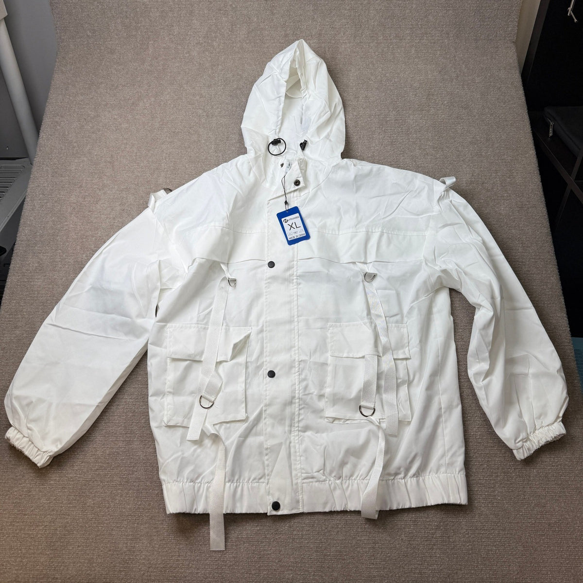 MSRP $39 Nutriangee Men's XL White Streetwear Windbreaker Jacket Lightweight