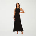 MSRP $160 Papell Boutique Womens 14, 16 Black Embellished Evening Gown Halter Ne