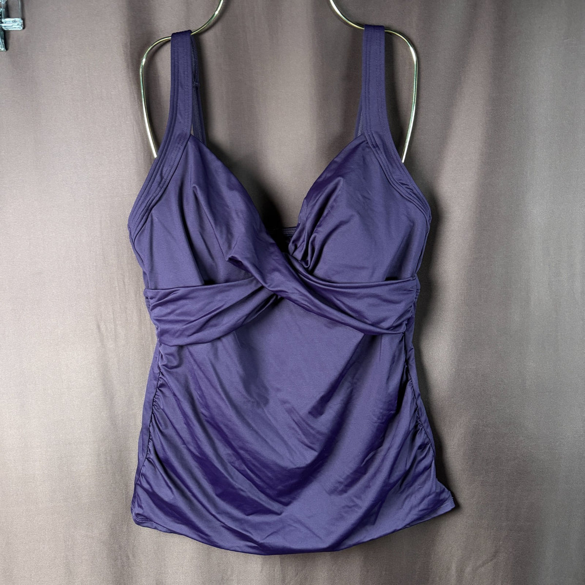 Lands' End Women's 4, 2-10 LONG Blackberry V-Neck Tankini Swimsuit Top Wrap