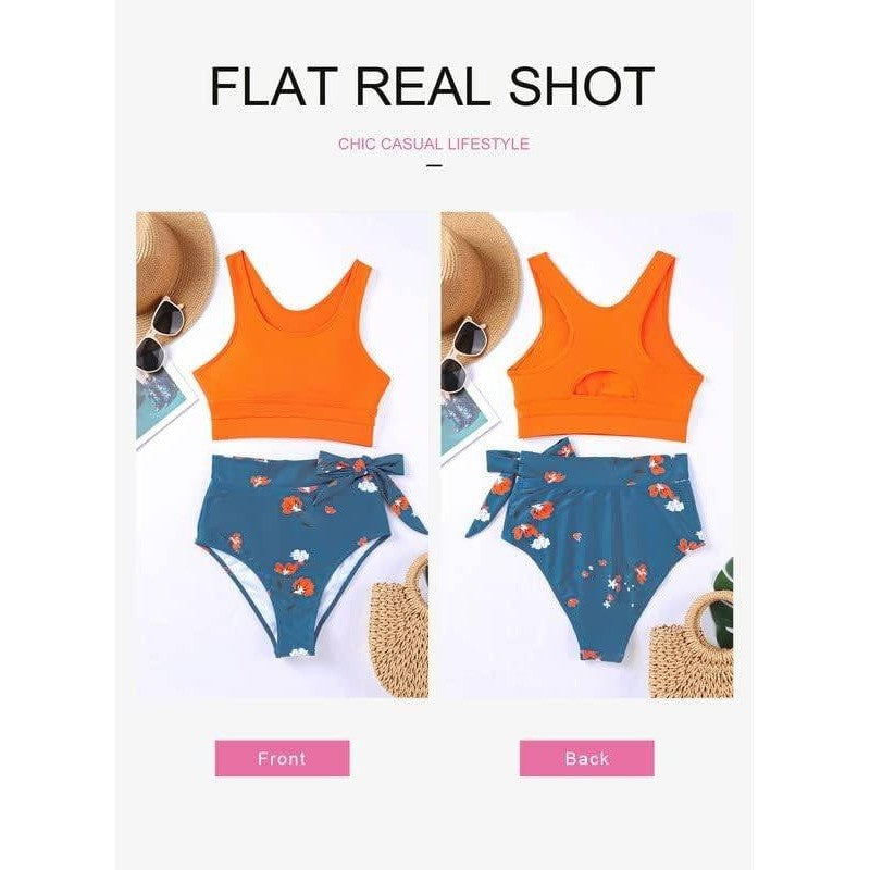 MSRP $36 Dokotoo Women's M 2 Piece Swimsuit Scoop Neck Sleeveless Racerback