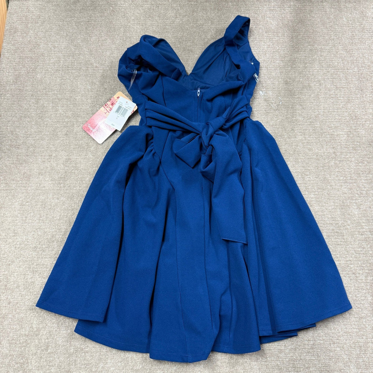 MSRP $64 Emerald Sundae Womens Juniors L Penny Navy Fit + Flare Dress V Neck