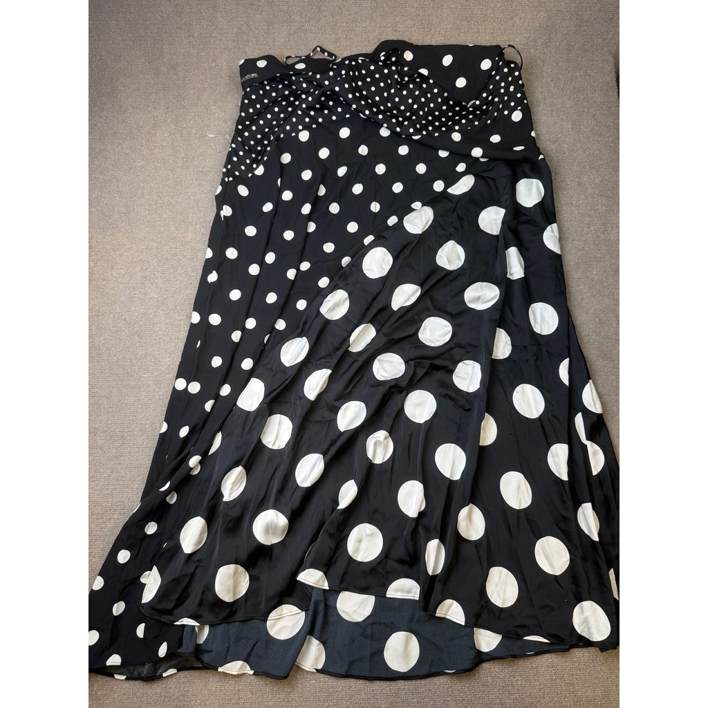 MSRP $100 Ashley Graham Womens 2X Black Dots Print Mix Slip Dress