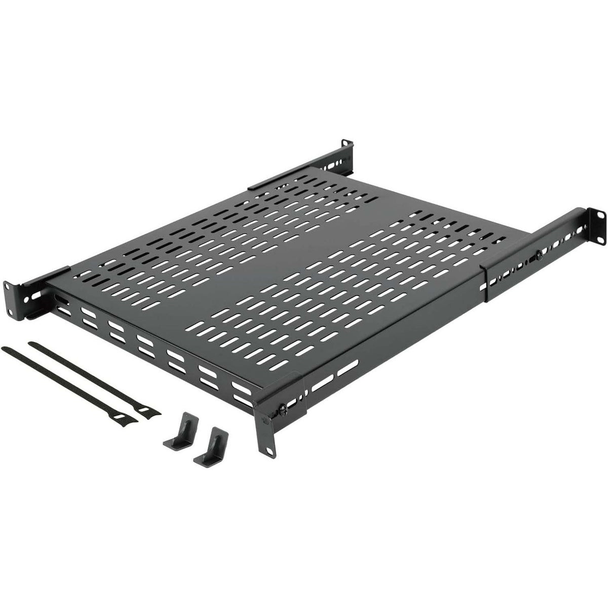 Tecmojo 1U 4-Post Vented Server Rack Mount Shelf, 21.7" Deep w/ Adjustable Depth