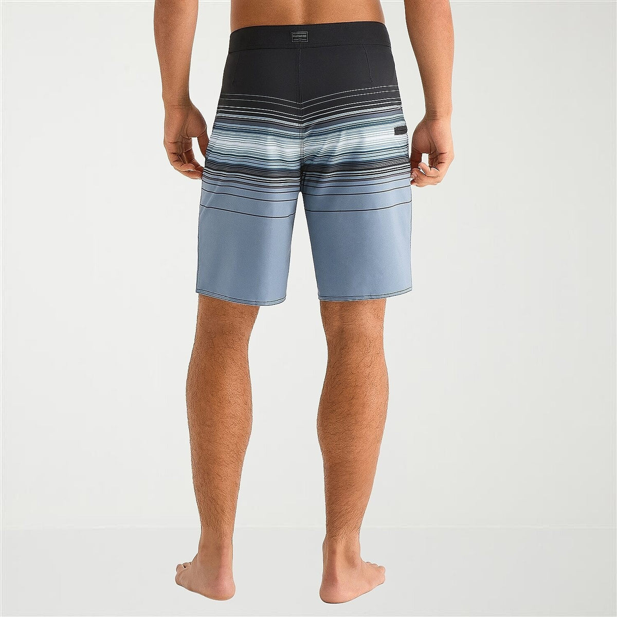 MSRP $44 Burnside Mens 32 Black/Slate Blue 9 1/2" Striped Board Shorts