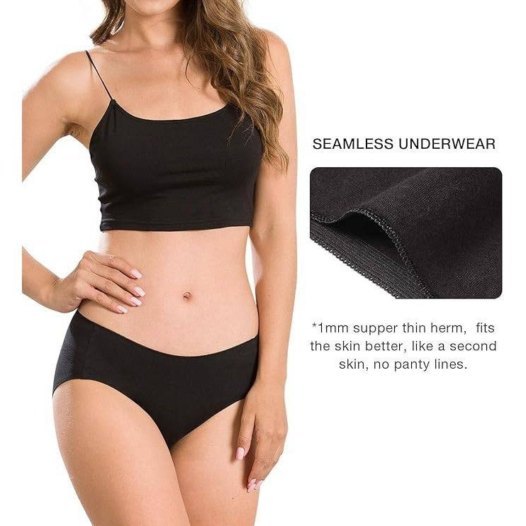 Set of 6 MSRP $33 Altheanray Women's S Black Cotton Underwear Seamless