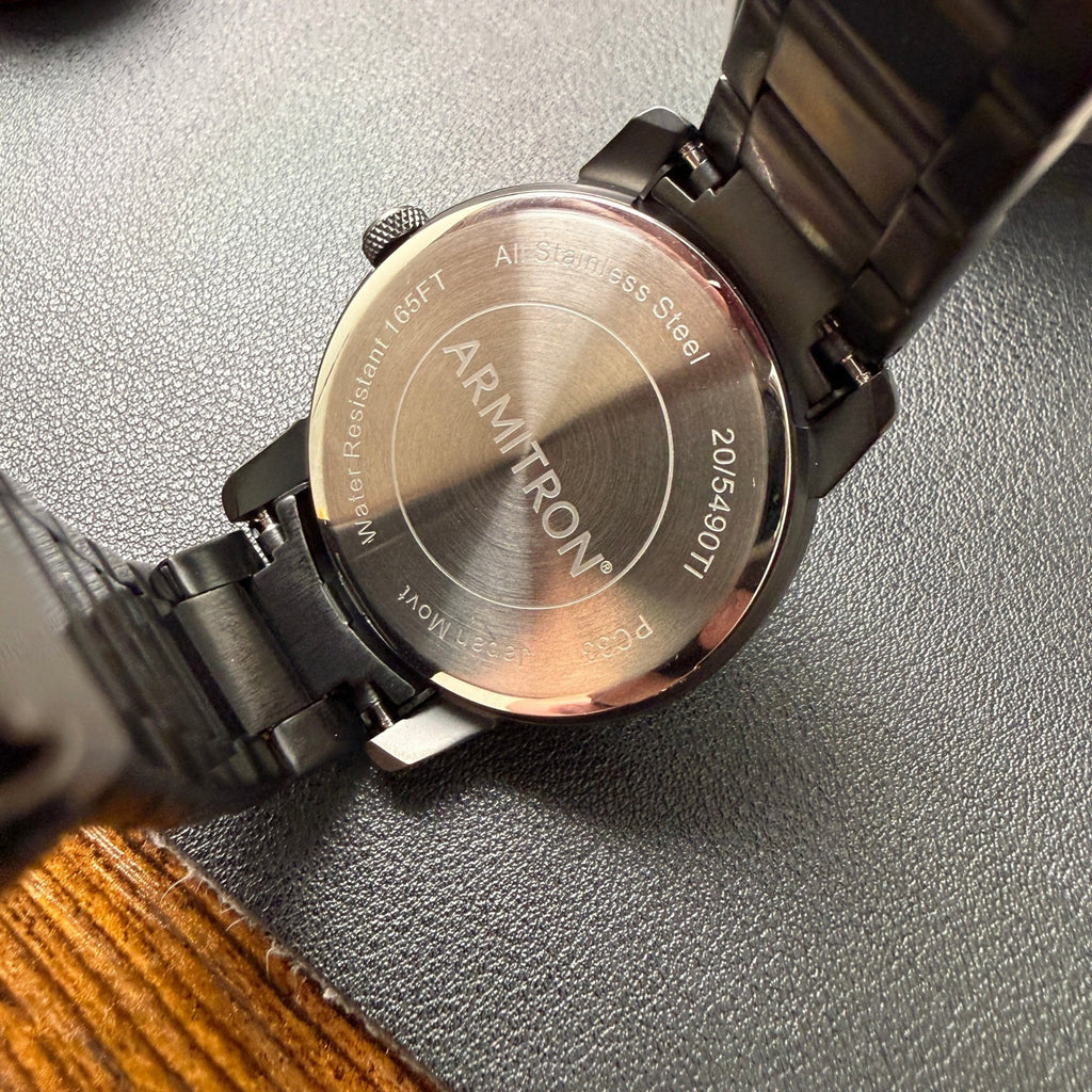 Armitron 20/5490TI Men's Day/Date Black Bracelet Watch MINOR FLAW BACK SEE PH