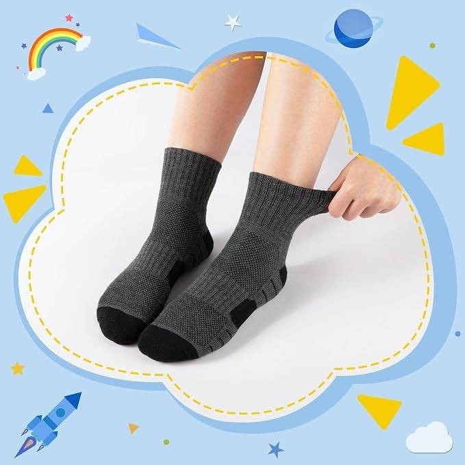 MSRP $18 Comfoex 12 Pairs Boys Socks Kids Cushioned Sport Short Quarter