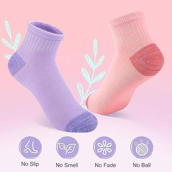 Set of 20 BOSSUN Multicolor 7-10Y Girls Ankle Socks Comfortable Breathable for