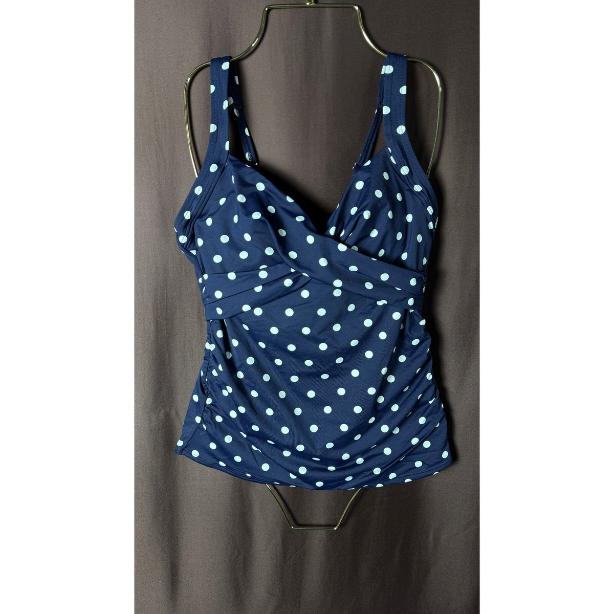 Lands' End Women's 8 V-Neck Wrap Underwire Tankini Top Swimsuit Adjustable Strap