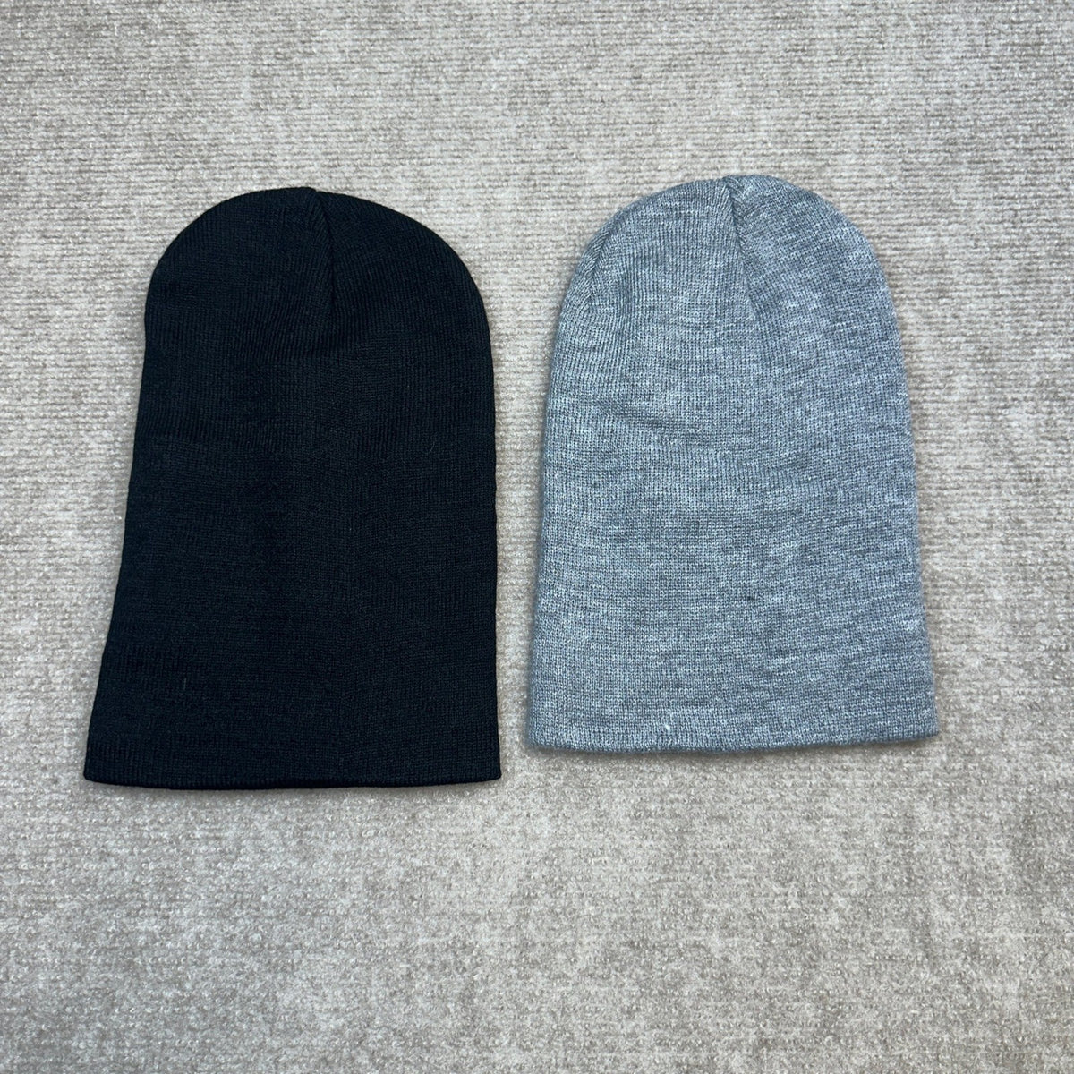 2 Pack Unisex Knit Beanie Hat Black & Solid Grey