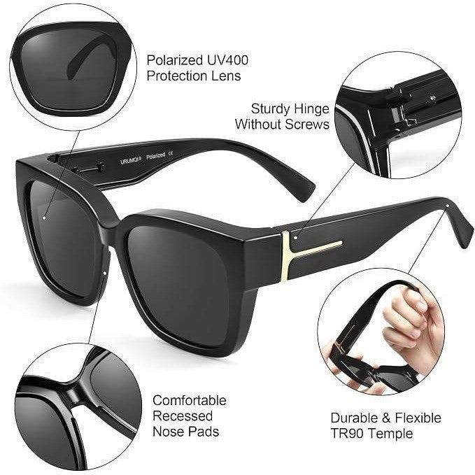 MSRP $32 URUMQI Womens Polarized Sunglasses Fit Over Glasses UV400 Protection