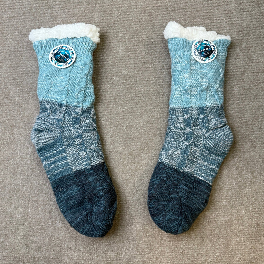 MSRP $17 Anlisim Women Blue Slipper Socks Fluffy Fuzzy Thermal Warm Thick Winter