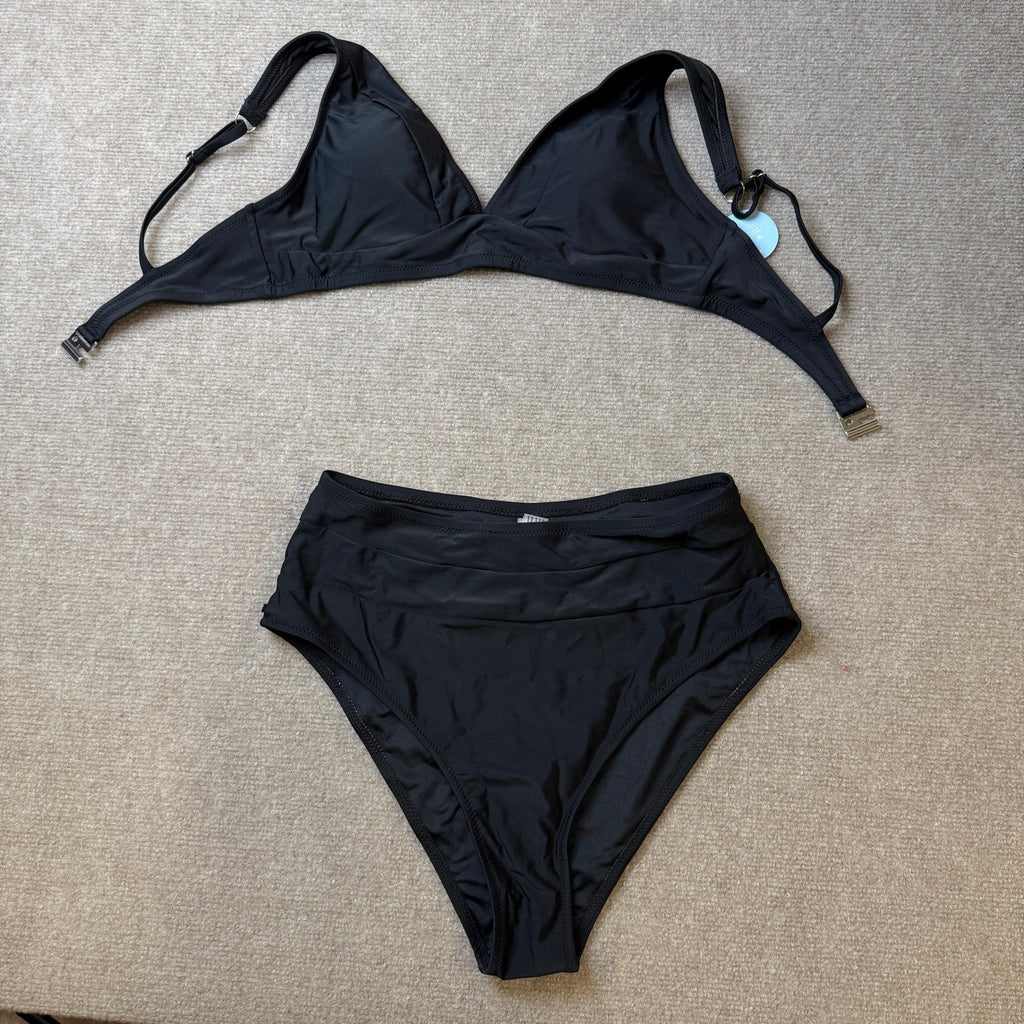 MSRP $50 Hilinker Women's S Bikini Set V Neck High Waisted Swimsuit 2 Piece B