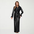 MSRP $120 DJ Jaz Womens 12 Black Long Sleeve Satin Evening Gown Long Dress