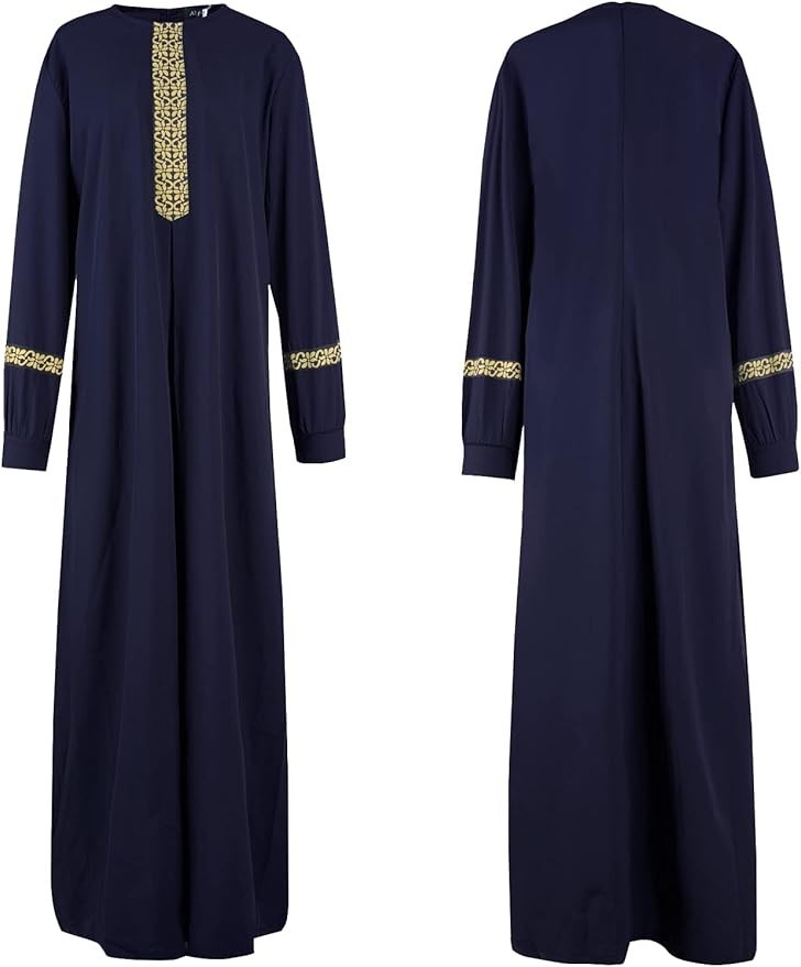 Abetteric Women's Muslim Abaya Dress w/ Hijab Zipper Islamic Robe Pockets Maxi