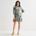 MSRP $89 Willow Glenn Womens 14 Green Multi Floral 3/4 Sleeve Balloon Dress
