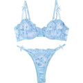 MSRP $26 Lilosy Women's L Sexy Underwire Cute Push Up Strappy Embroidered Mes