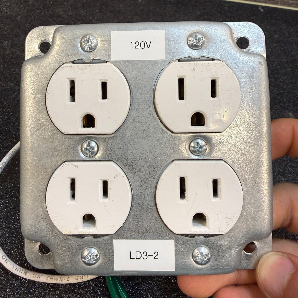 4-Plex 120V Quad Outlet Electrical Receptacle Plate Pre-Wired Grounded