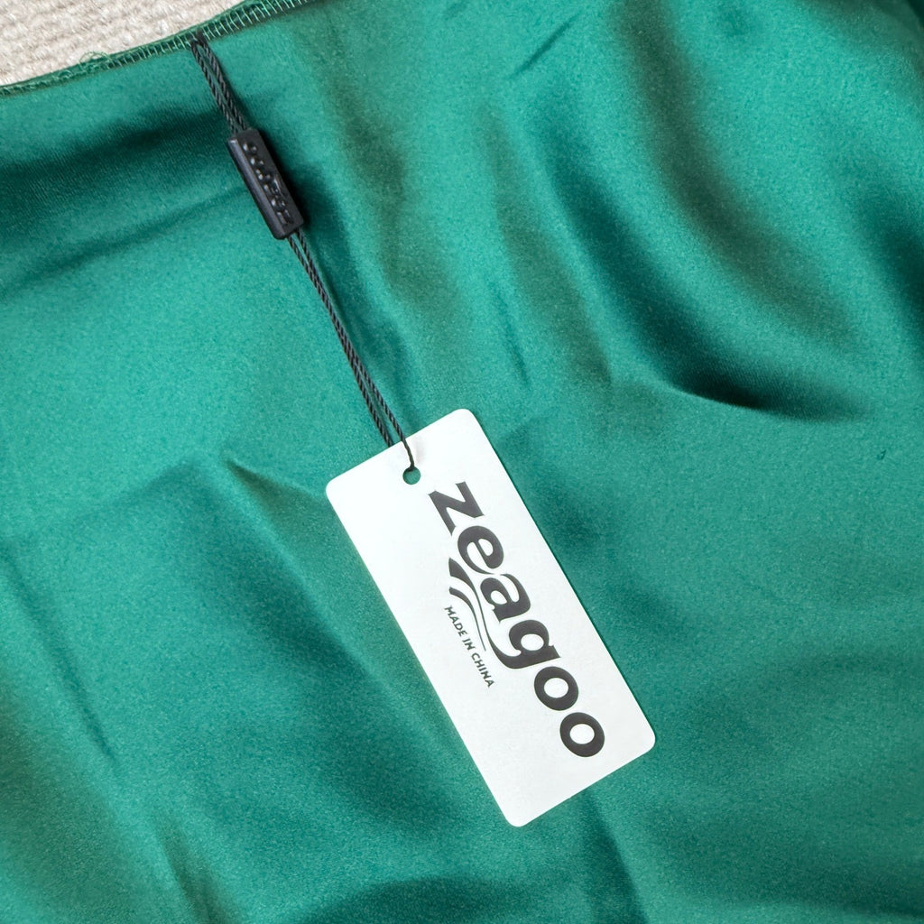 MSRP $39 Zeagoo Women's M Green Satin High Waist Elegant Midi Skirt Flowy