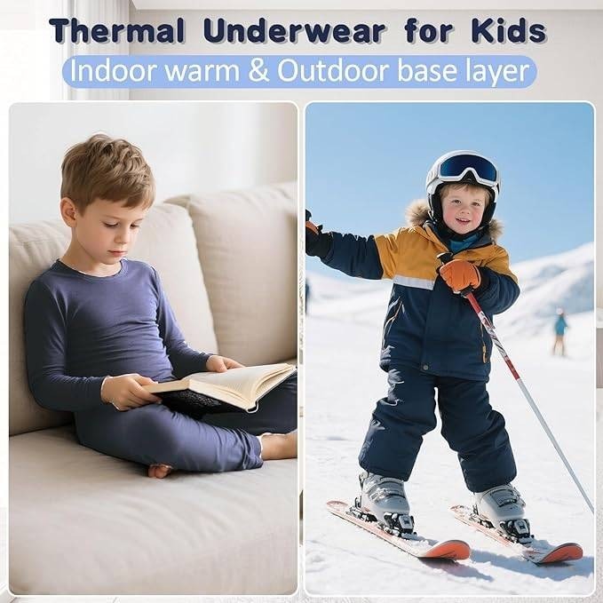 Set of 2 MSRP $31 American Trends L (3-4T) Black Thermal Underwear for Unisex K