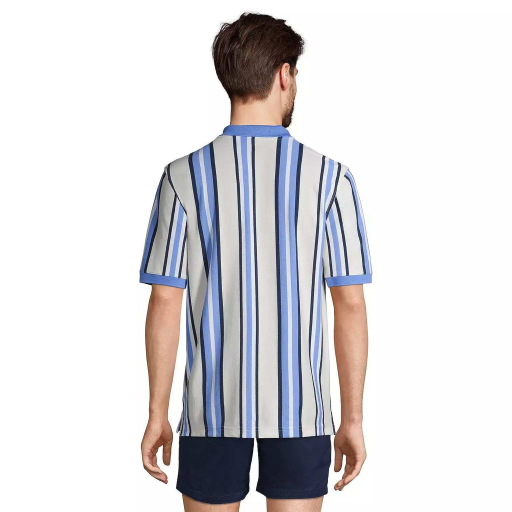 2 Pack Lands' End Mens Polo SS - 2XL/T Golden & 2XL Ivory/Chi Blue Striped