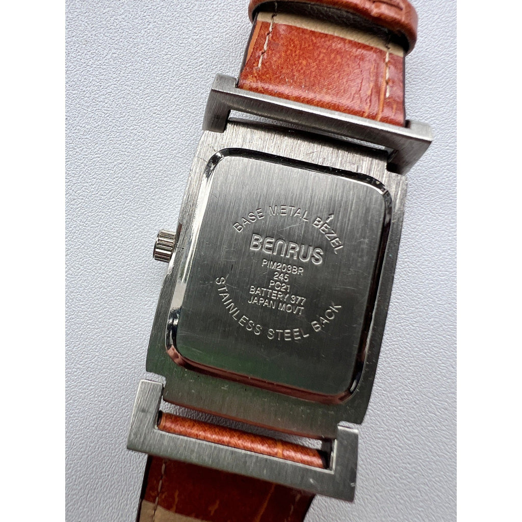 Benrus Watch Women PIM203BR 26mm Silver Tone MISSING Buckle Needs Battery B