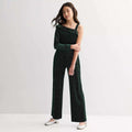 MSRP $60 Kohl's Eyeshadow Girls XL (16) Green Silver Glitter Dot Velvet Jumpsuit