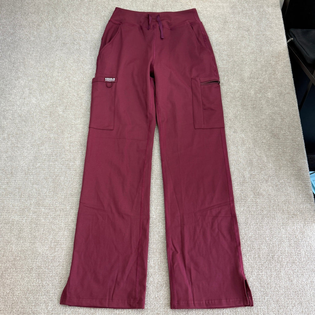 MSRP $52 Kecols Women's S Wine Yoga Scrub Pants High-Rise Straight Leg Uniform