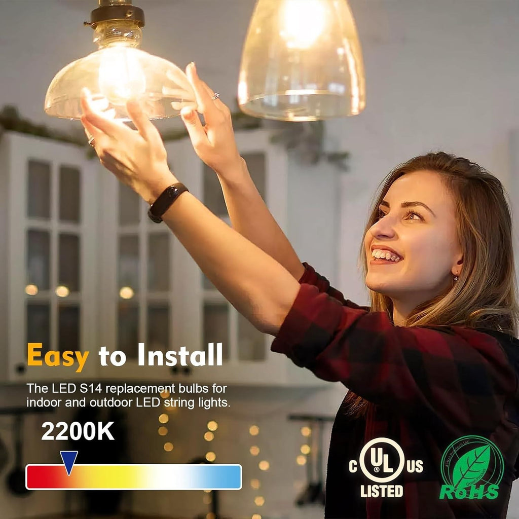 Pack of 24 GvvooHome LED S14 Replacement Light Bulbs E26 2200K Warm White, Wate