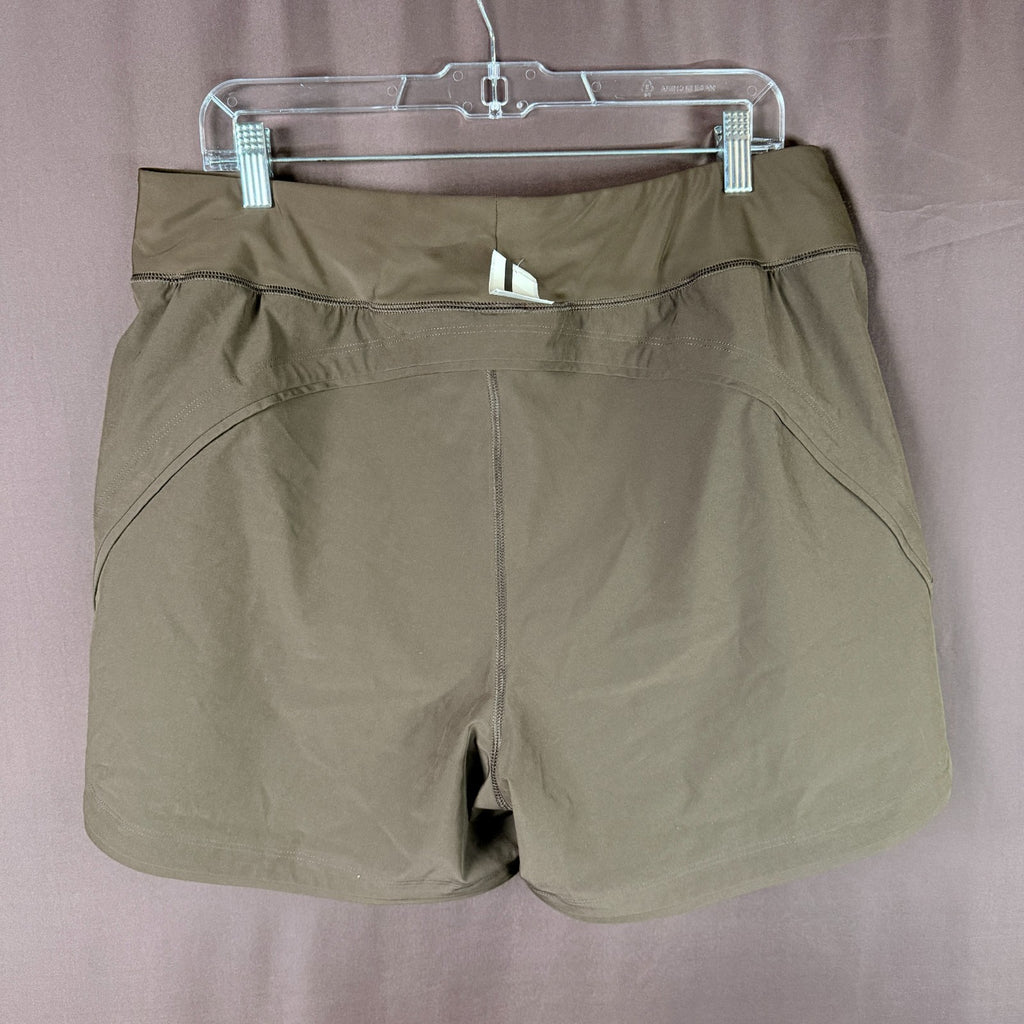 Lands End Womens 14 LONG Quick Dry Elastic Waist Board Shorts Rich Coffee Swim C