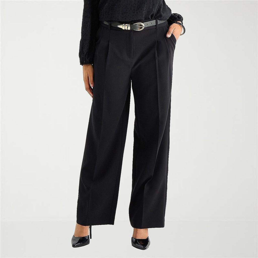 MSRP $74 Liz Claiborne Charlotte Womens 12 Tall Black Wide Leg Mid Rise Trouser