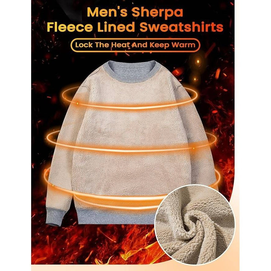 MSRP $39 MAGCOMSEN Men's M Sherpa Lined Sweatshirt Fleece Pullover Basic Top W