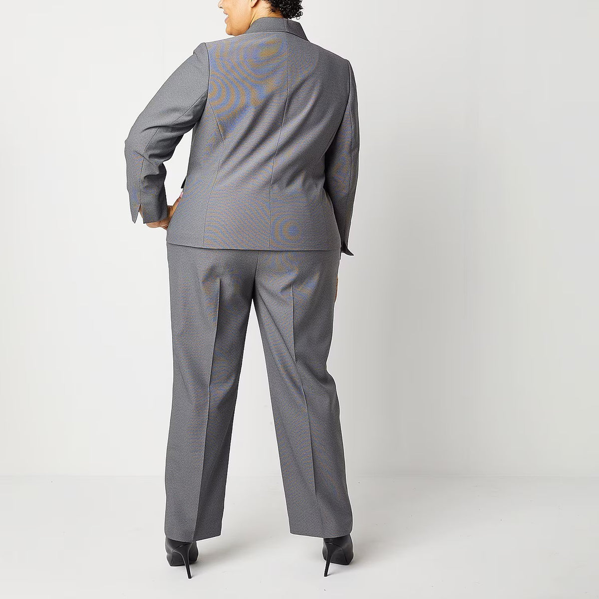 MSRP $160 Le Suit Womens 14W Grey 2 Piece Straight Leg Pant Suit