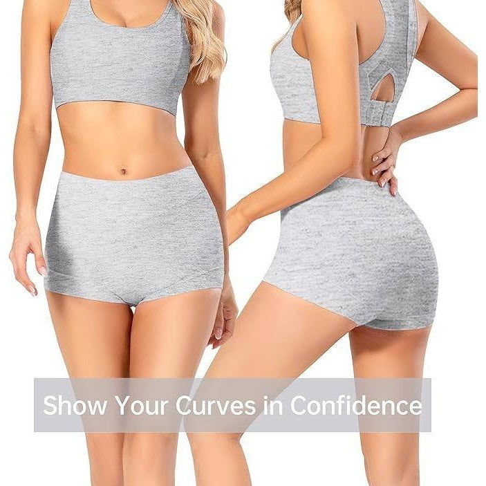 Set of 2 Migbean Boy Shorts Underwear for Women L Grey, Black Cotton Boyshorts