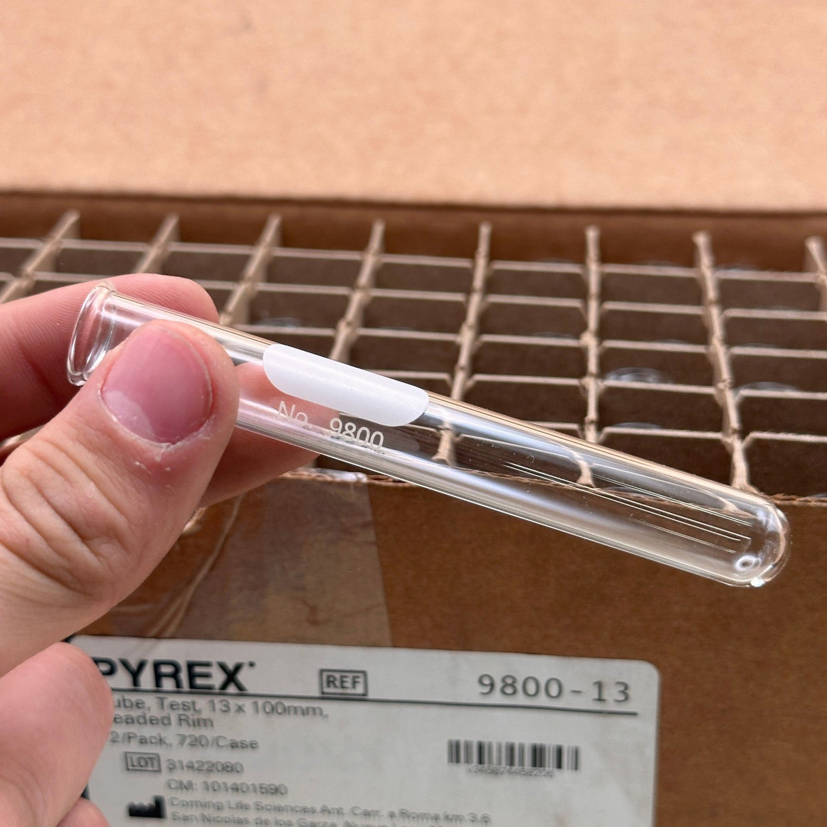 Pack of 72 Pyrex 9800-13 Glass Test Tubes 13x100mm Beaded Rim