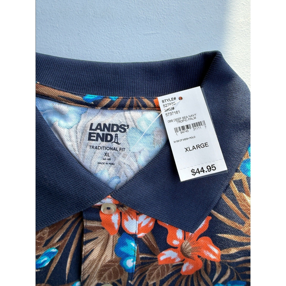 2 Pack Lands' End Mens XL Polo Short Sleeve - Rich Coffee & Deep Sea Navy