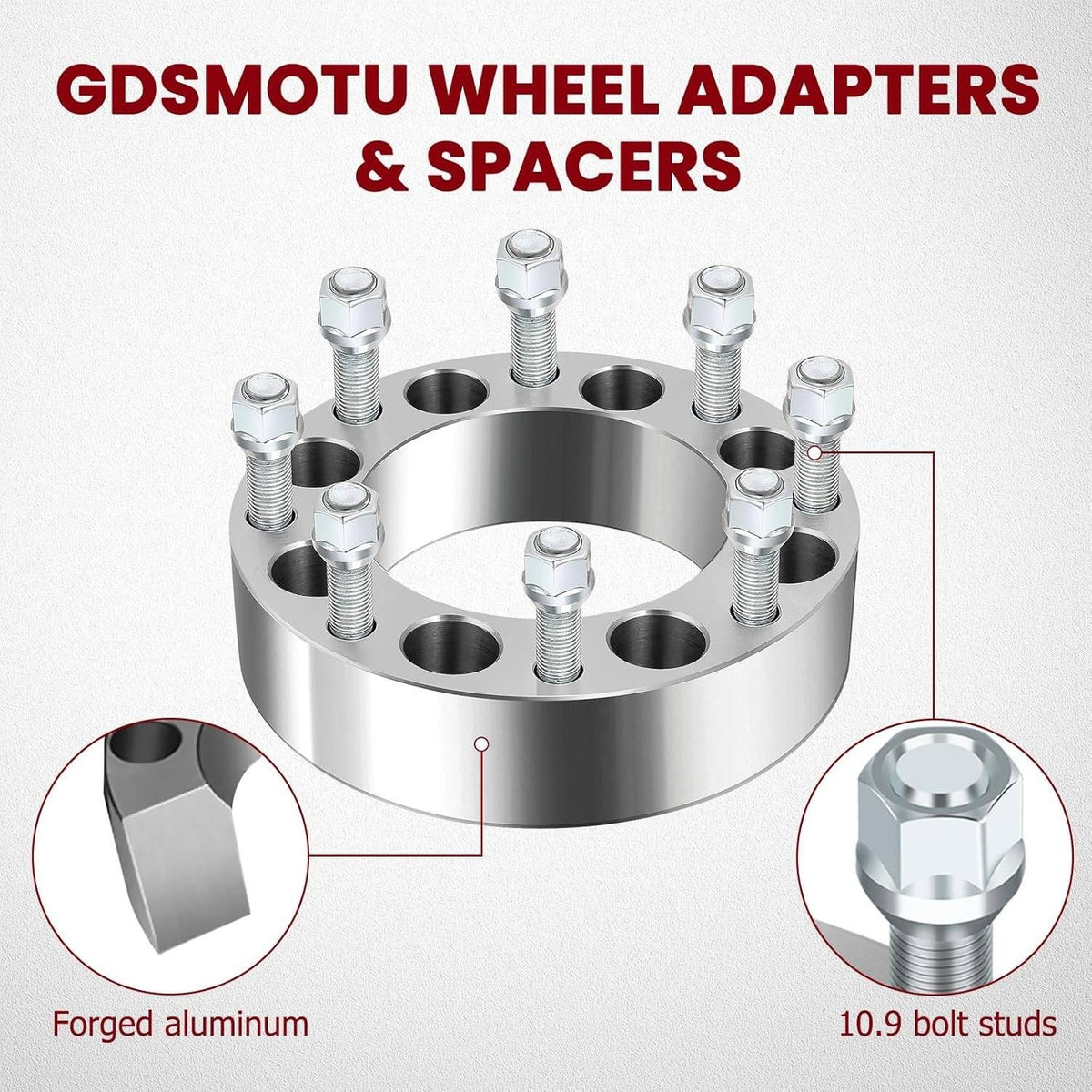 Set of 4 GDSMOTU 2" Wheel Adapters 8x6.5 to 8x180, 14x1.5 Studs, 126.15mm Hub
