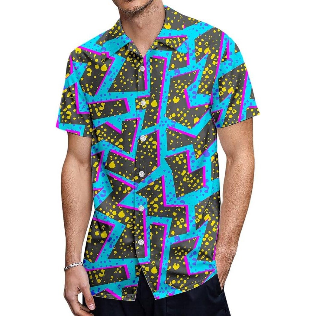 Vintage 80s 90s Men's Multicolor L Hawaiian Shirt Short Sleeve Casual Button Up