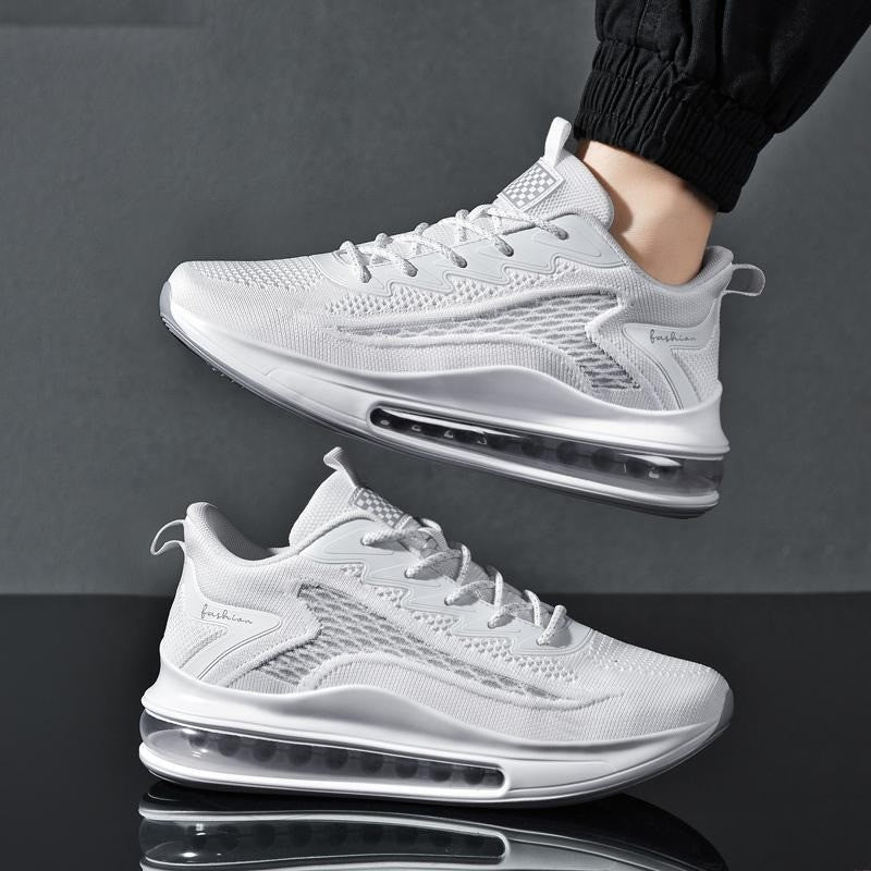 Men's US 6.5, 7 White Air Cushion Casual Sneaker Mesh Breathable Running Shoes