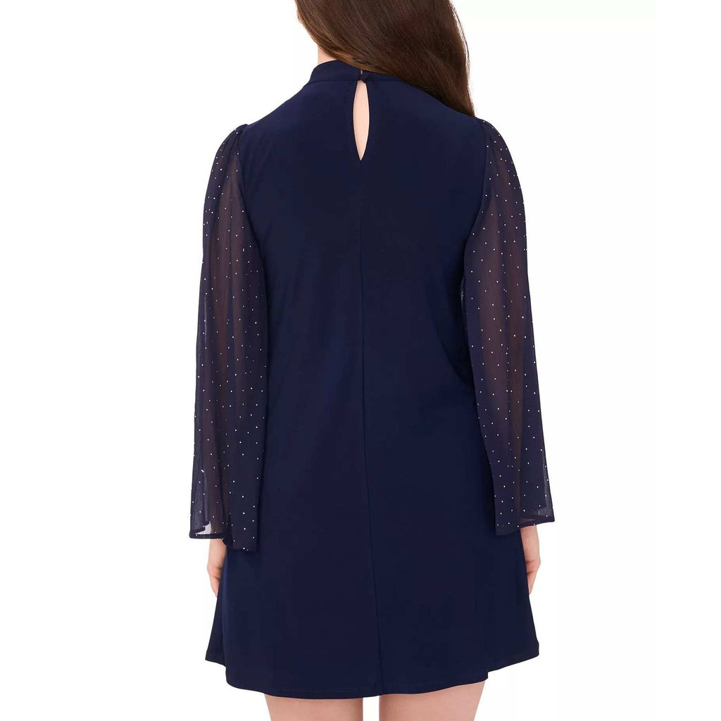 MSRP $84 MSK Women's 2X Navy Mock Neck Combo Sleeve Dress
