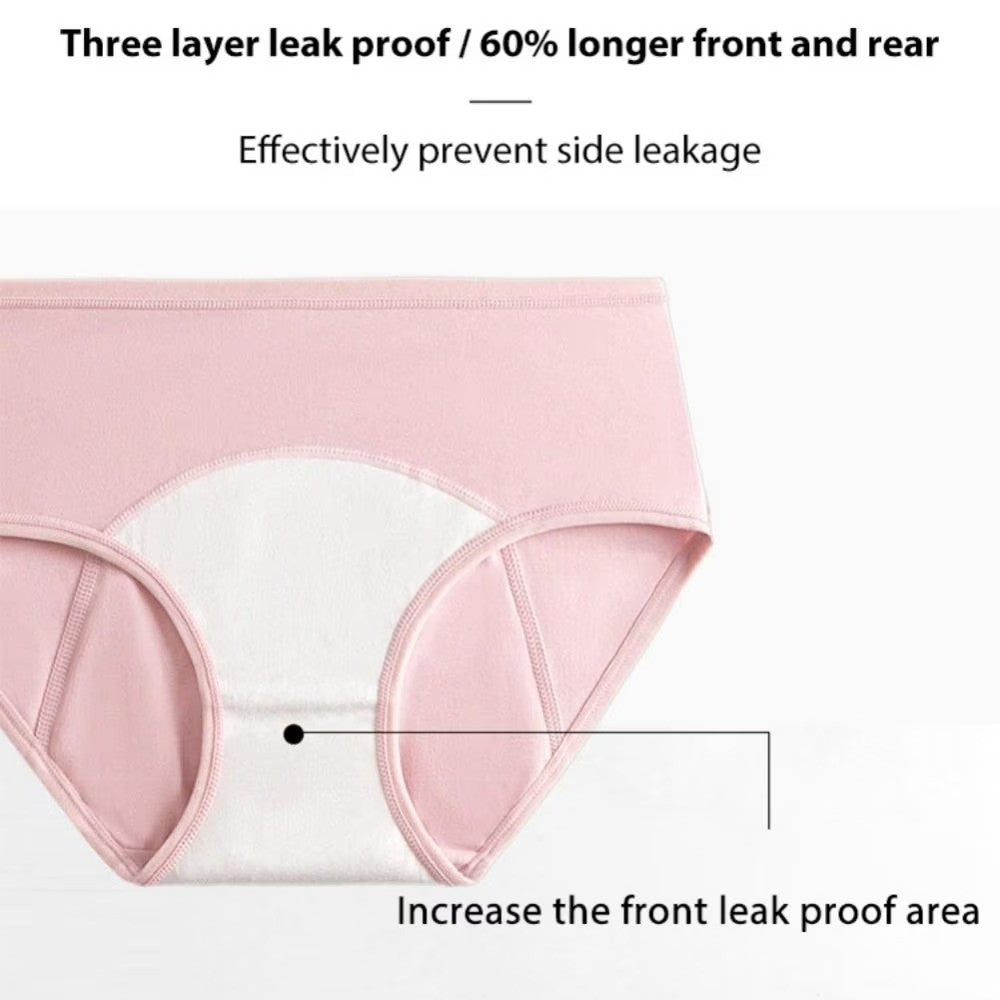 Set of 4 Menstrual Period Underwear Sz XL Panties for Women Mid Waist Cotton Po