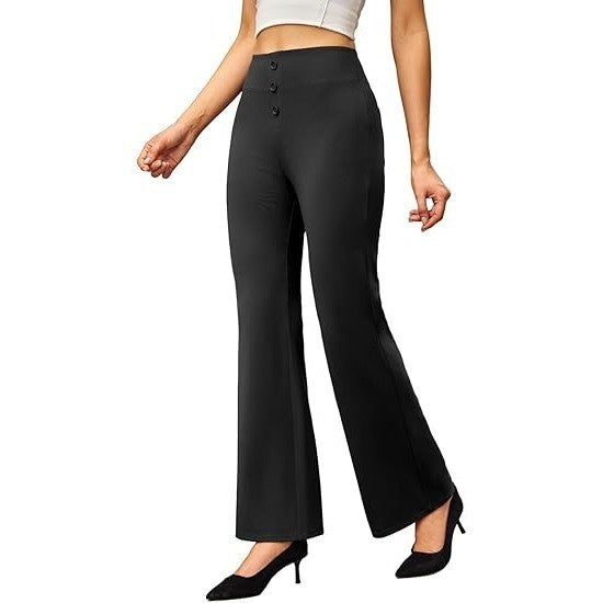 Keriffe Women's M Black Bootcut Dress Pants High Waist Stretchy Business Work C