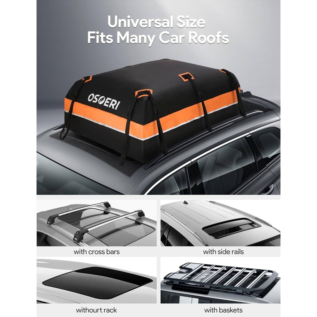 Osoeri OS-CG01 Car Rooftop Extra Waterproof Cargo Carrier Bag Includes Topper