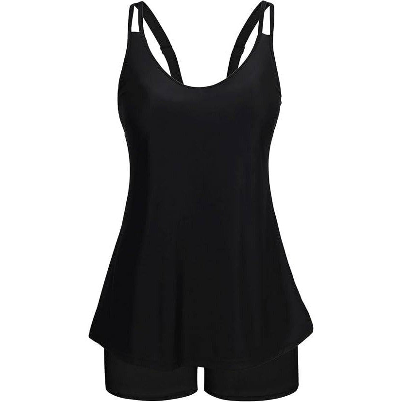 MSRP $35 Arolina Womens S Black Tankini Swimsuits Tummy Control Two Piece Bath